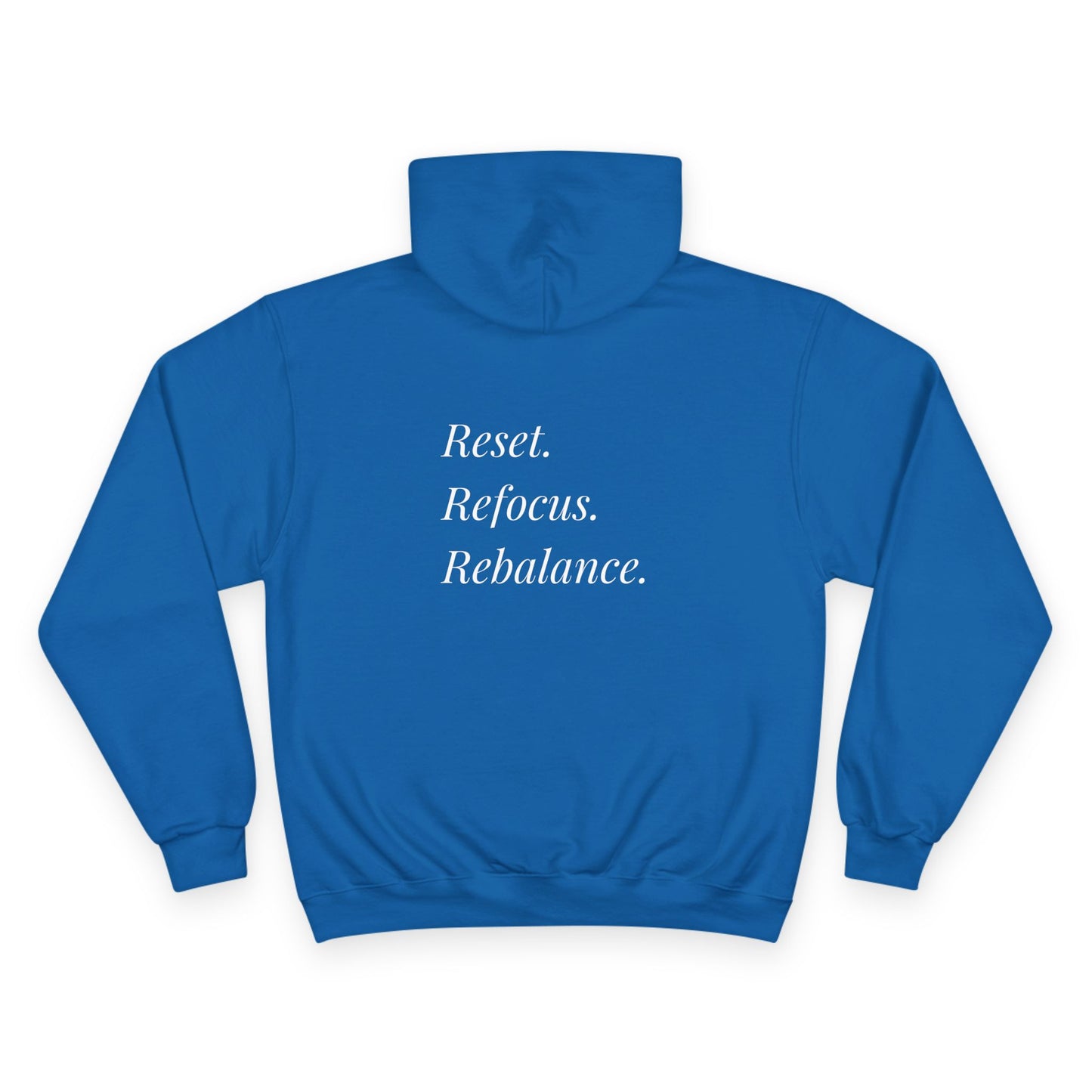 Wellness Champion Hoodie: Reset, Refocus, Rebalance - Black and Navy