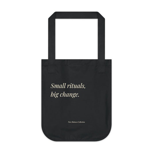 The Balanced Edit Black Canvas Tote – “Small Rituals, Big Change” Everyday Bag