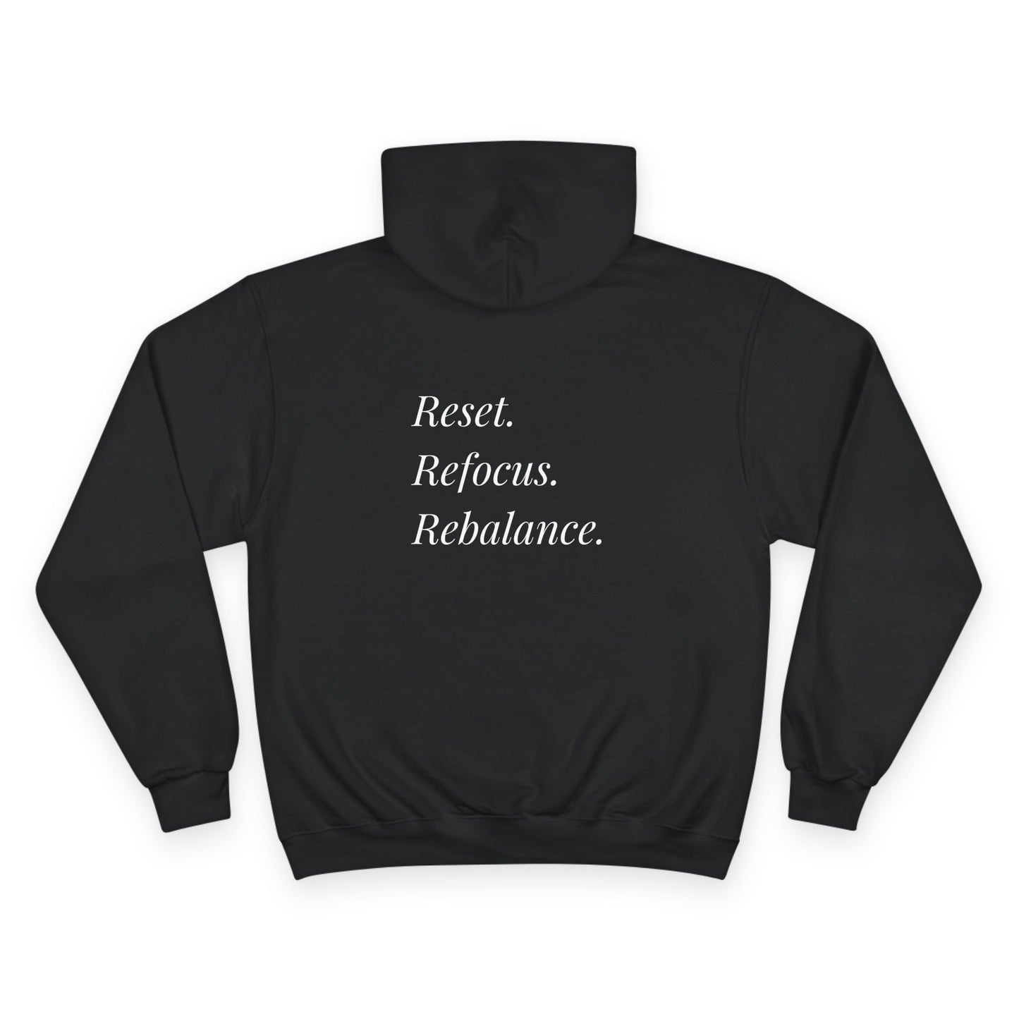 Wellness Champion Hoodie: Reset, Refocus, Rebalance - Black and Navy