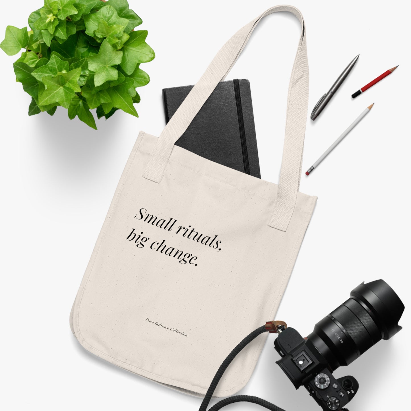 The Balanced Edit Organic Tote Bag – “Small Rituals, Big Change” | Eco-Friendly Everyday Carryall